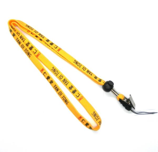 Identification Yellow Durable Tube Lanyards Personalised Neck Strap With Metal Clip