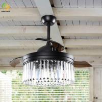 Diodo emissor de luz retrátil de Crystal Fan Light do teto de 42 polegadas com controlo a distância