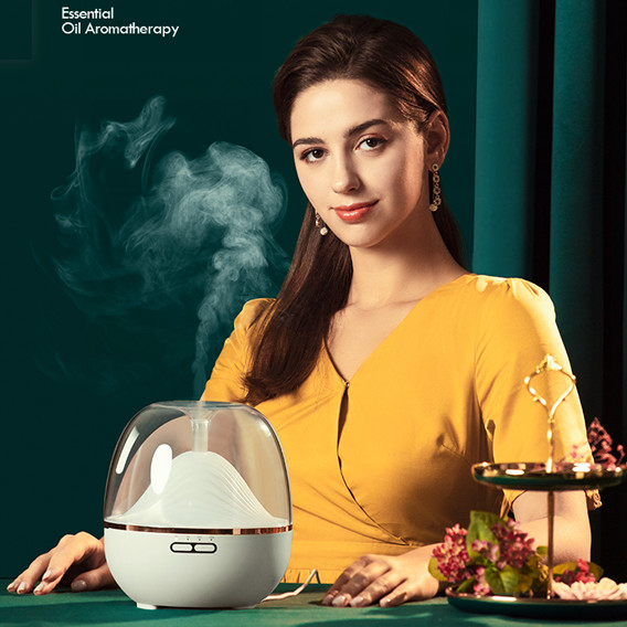 600ml Wholesale Decorative Wireless Wood Grain Ultrasonic Scented Essential Oil Room Aroma Diffuser Colorful LED Light