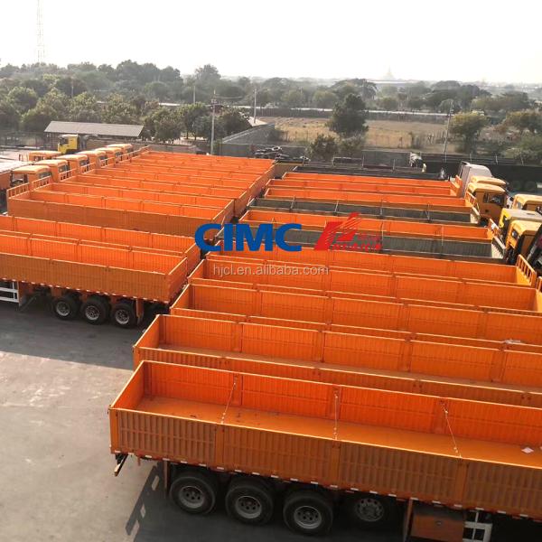 CIMC HUAJUN 50t Tri Axle Cement Transportation Fence Cargo Trailer with 12R22.5 Tires