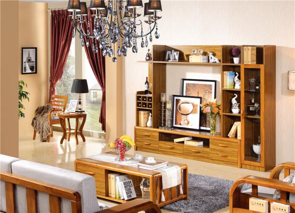 modern Zingana wooden comibined high cabinet TV stand furniture