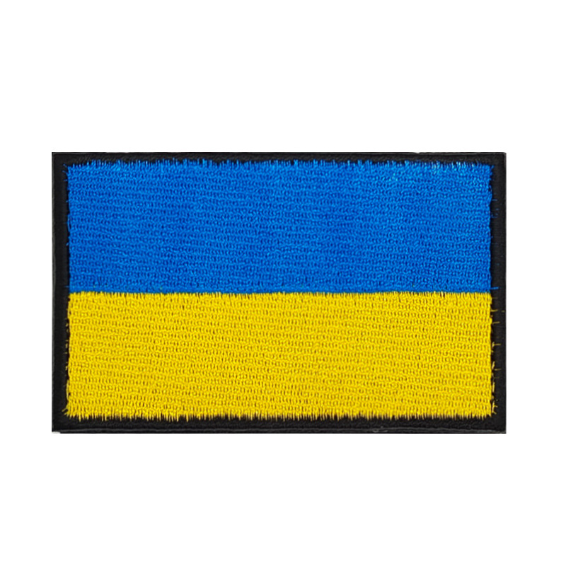 Factory Free Sample Hook and Loop Fasteners Ukraine Flag Patch Custom Flag Embroidery Patch for Clothing