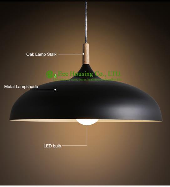 Oak Lamp Stalk Metal Lampshade Lamp Led Bulb Lighting Pendant Light