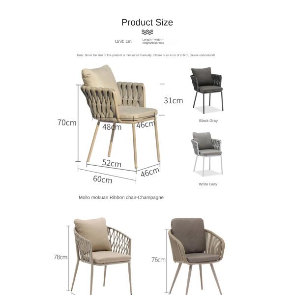 Leisure Patio Furniture Set With European Style PE Rattan Armchairs And Aluminium Table