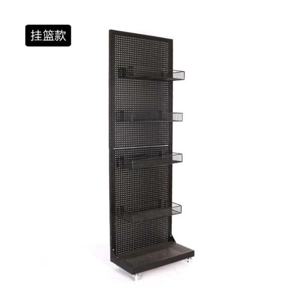 Eco-friendly Metal Pegboard Display Rack with End Cap Hole Mesh Panel and Baskets
