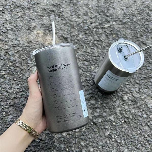 12 oz tasses droites de café glacé évier en acier inoxydable thermos isolé tasse à café tasse à thé tasse à bière avec couvercle à paille