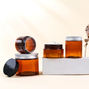Custom Amber Cosmetic Cream Jar with Light-Blocking Protection for Skincare Brands