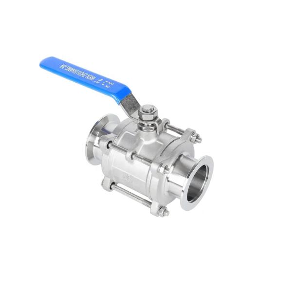 Гигиенический санитарный трехчленный шаровой клапан с кованой конструкцией и зажимным соединением в CF8M SS