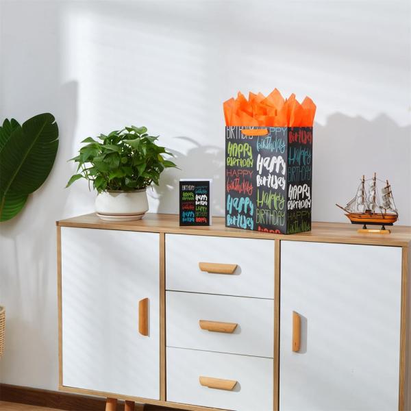 Cor personalizada aceita bolso de papel de presente quadrado espesso com logotipo para presente de aniversário