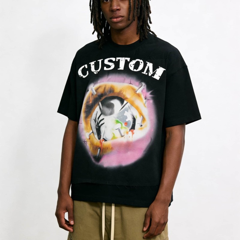 Custom 260gsm Oversized Heavyweight T Shirt Embroidery Patch