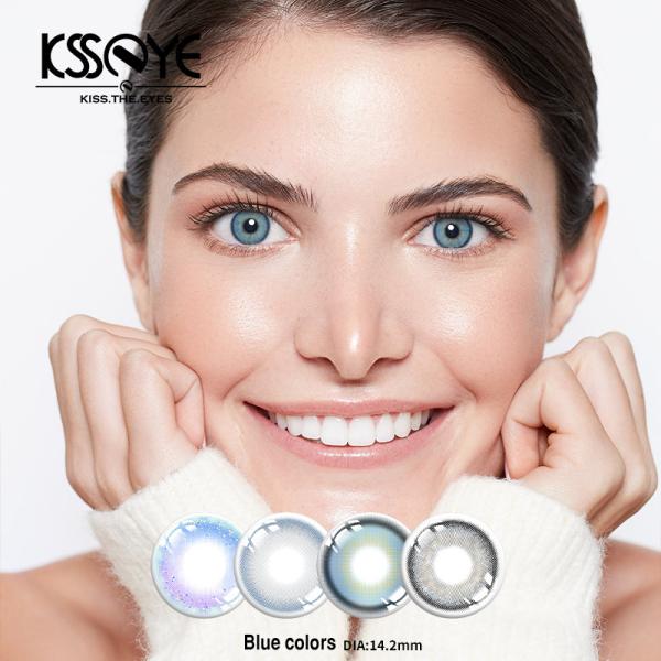 Soft Eco Icy Blue Eye Contact Lenses 14.2mm For Dark Eyes