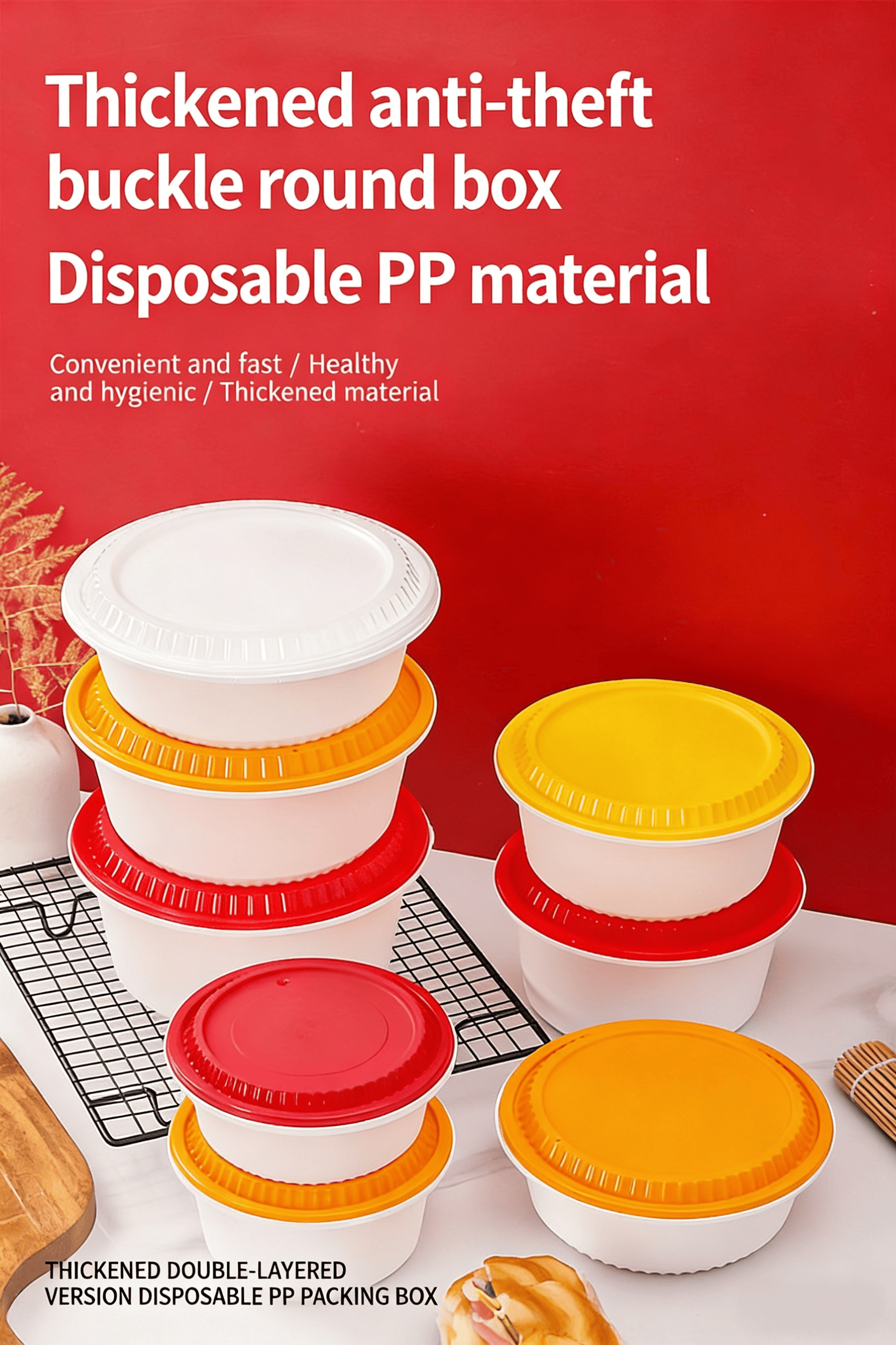 round plastic food container with lid    disposable soup container  takeaway bowl container   food storage bowl packaging