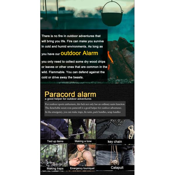 Balck Emergency Paracord Survival Watch Cool Camping Accessories Built In Battery