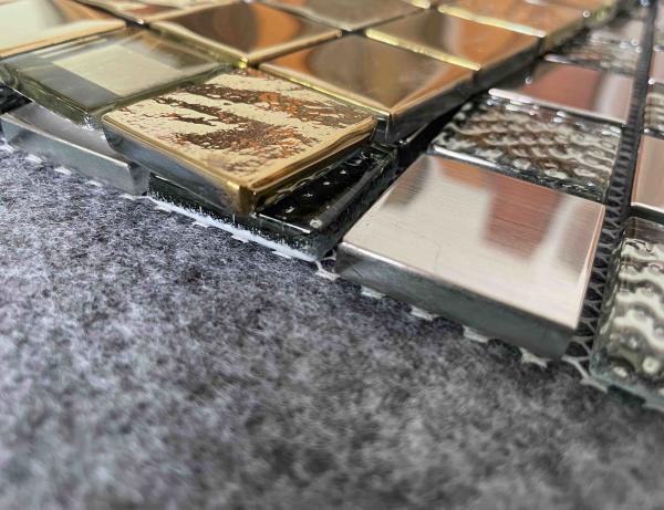 Golden Silver Metal Glazed Glass Mosaic Tiles 300x300mm