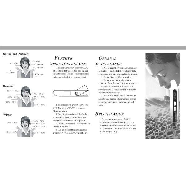 Digital Skin Moisture analyzer , Beauty Skin Care Analyzer By Percentage Display