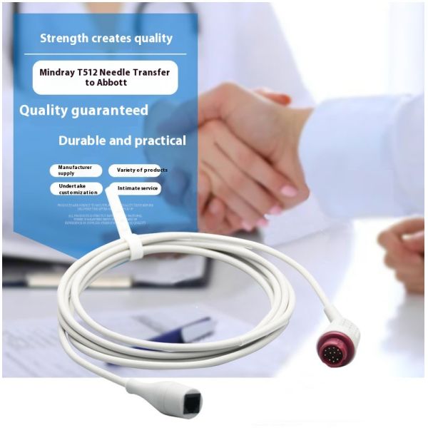 Kangeryyou O E M Invasive Pressure Cable Medical Consumable Product for Mindray T5 and for Abbott Pressure Sensor