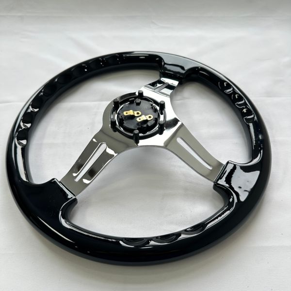 DELUXON 350mm Universal Racing Steering Wheels 3 Spoke Black Red Purple ABS Chrome