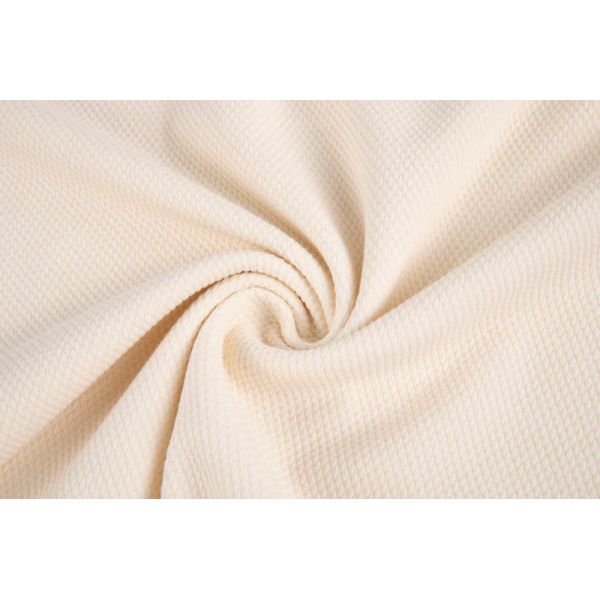 80% Cotton 20% Polyester Waffle Knit Long Sleeve Top in Beige for Casual Wear