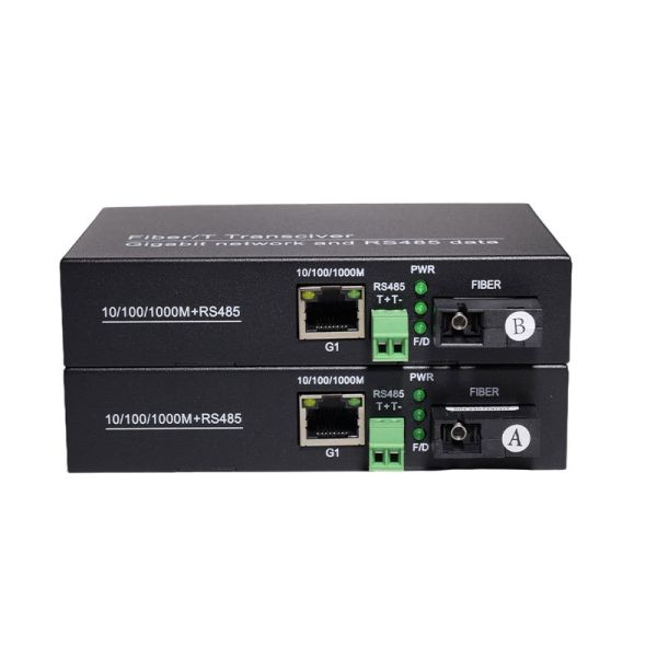 Fiber Optic Transceiver 1 Channel RS485 Fiber Optic Converter with Gigabit Ethernet Port Bi-Directional 