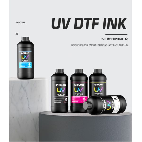FCOLOR Premium 1000ml UV DTF Printing Tinta Fast Dry Ink DX5 DX7 I3200 Hard LED Sticker DTF Ink in Stock UV DTF Printing Ink