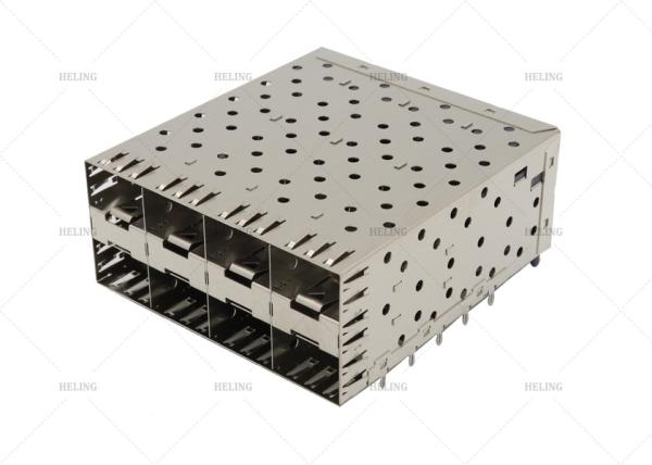 2 X 4 Ports SFP Cage Transceiver Housing Optical Modular Copper Alloy Material
