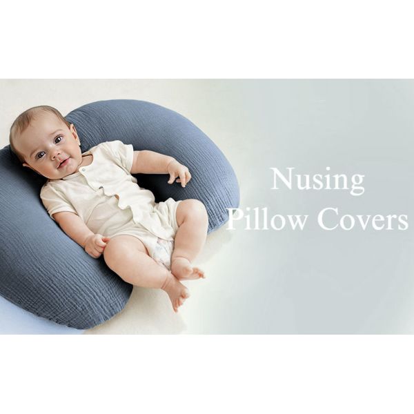Muslin Nursing Pillow Covers, 2 Pack, Soft & Adorable Slipcovers with Zipper Closure