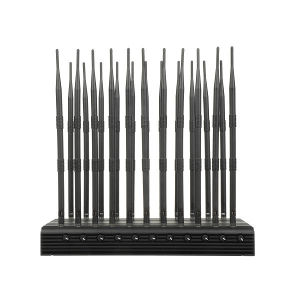 Multifunctional 22 antennas jammer shielding all 2G 3G 4G 5G WIFI GPS RF LOJACK VHF UHF LORA signals with Remote Control