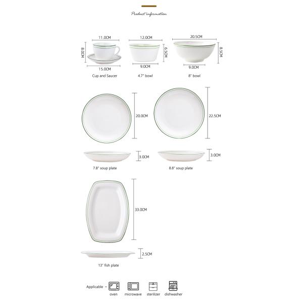 Чашки Тарелки Керамические столовые принадлежности для 12 человек Скандинавский стиль Важилья де Порцелана