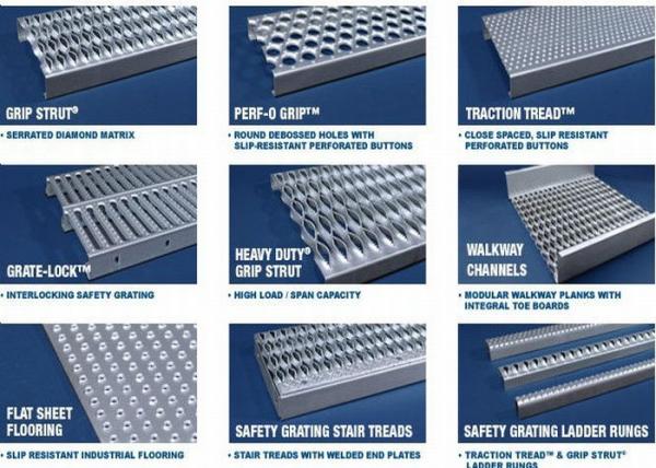 Anti Skid Galvanized Steel Stair Treads Diamond Grip Flame Retardant