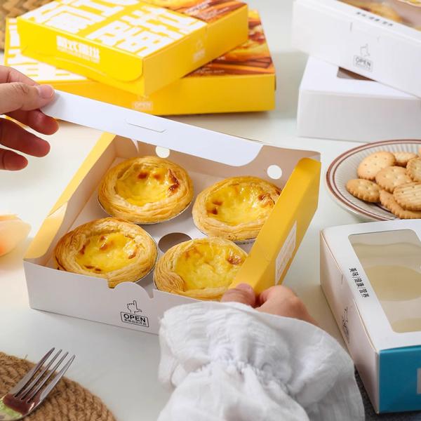 Embalaje de tartas de huevo Cajas de pasteles con impresión CMYK / Pontone Offsent y material biodegradable