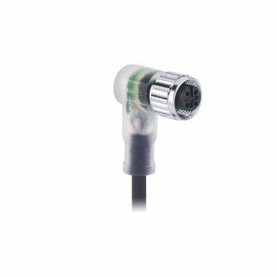 Conector 3 Pin Female M12 do ângulo direito do diodo emissor de luz M12 90 extremidade livre do conector PNP do grau