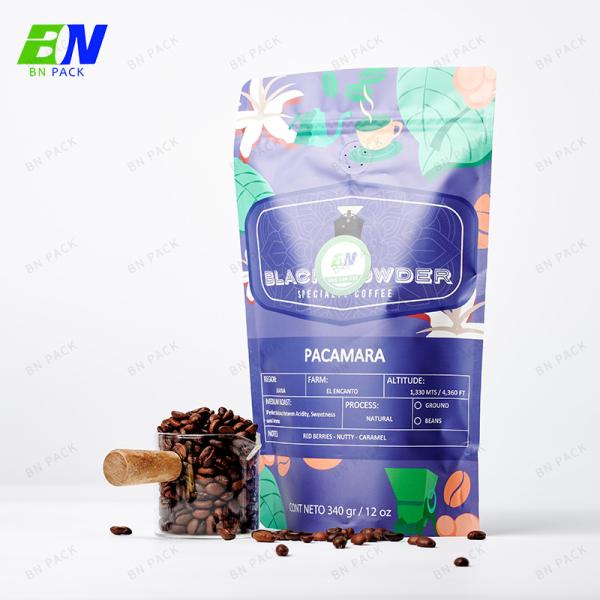 Bn Coffee Packaging Bag  PET PE Stand Up Pouch With Zipper