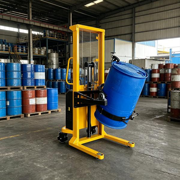 Mobile Semi Electric Hydraulic Drum Lifter Tipper 450kg Hand Crank Controlled