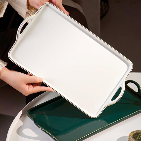 Рамадан керамическая поднос с золотым поясом ручки Ручно нарисованная Ид аль-Фитр фарфоровая тарелка