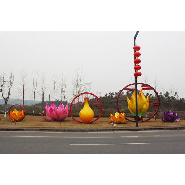 Traditional Festival Red Fabric Chinese Lanterns Outdoor Waterproof / Sunproof