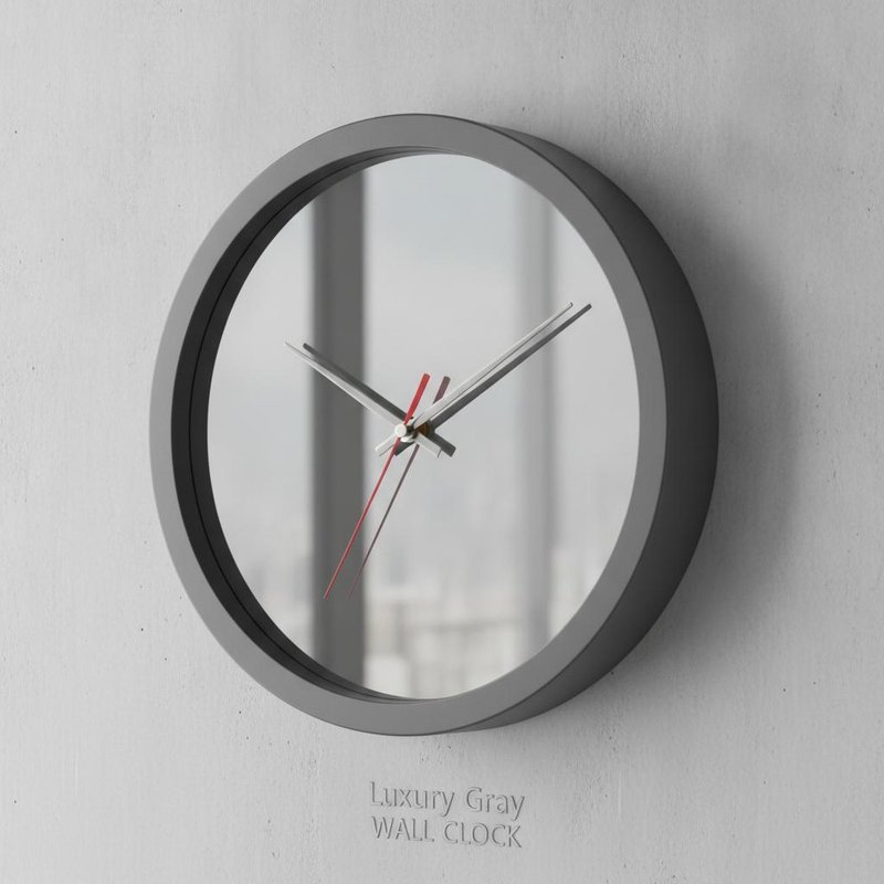 Luxury Gray Mirror Glass Wall Clock with Silent Movement and Custom Size Available for Modern Décor