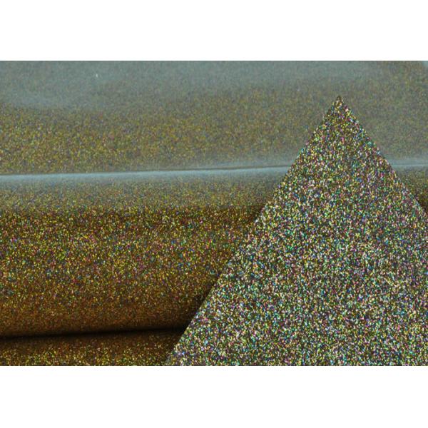 Synthetic Mirror Leather Glitter Fabric Roll / Gold Glitter Fabric 0.4mm Thickness