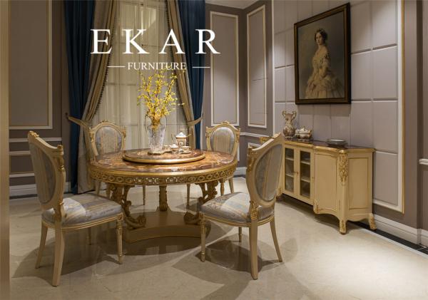 Ekar High-end Luxury Natural Veneer Round Dining Table with Rotating Center