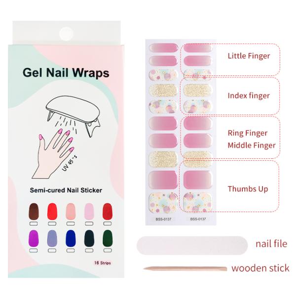 New Arrival Top Quality No Minimum Rainbow Cured Gel Nail Wraps French Manicure Supplier Nail Strips From China