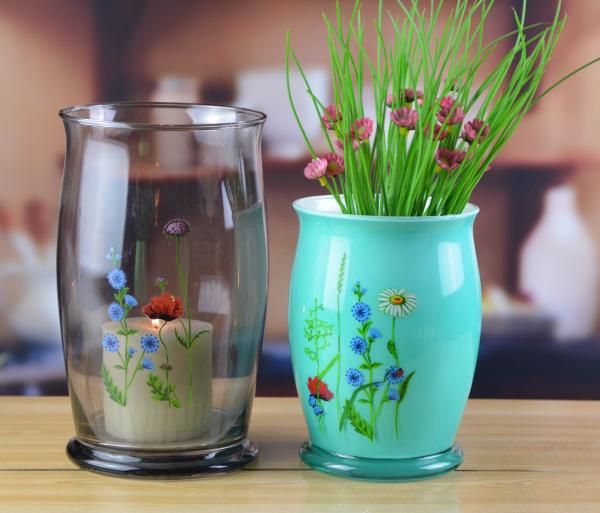 Vidro colorido antigo clássico vaso de vidro de 12 polegadas