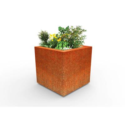 Grandes caixas do plantador de Rusty Square Corten Steel Flower dos potenciômetros do jardim do metal