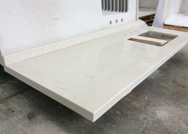 Threshold White Quartz Countertops , Quartz Kitchen Countertop Polished Edge