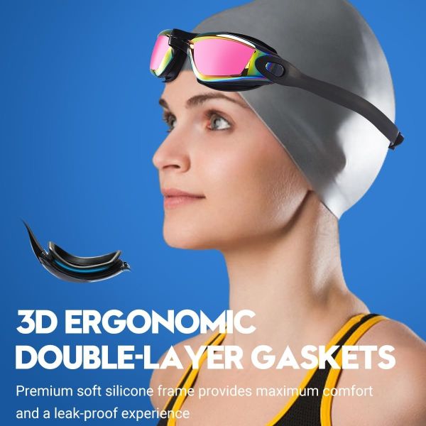 Anti-Fog UV Protection Swim Goggles with No Leaking Design for Swimming and Water Sports