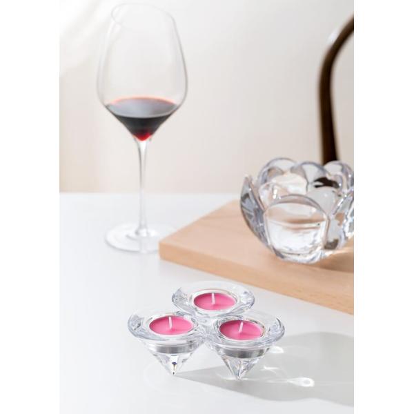 Triple Glass Tealight Candle Holders Triangular Cone Shaped Trio Candle Holder