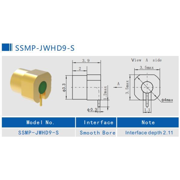 SSMP Male Right Angle RF Connector Surface Mount With Microstrip Full Detent