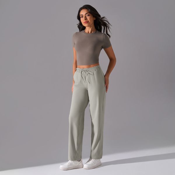 High Stretch Women's Drawstring Waist Pants Loose Fit Breathable for Lounge Outdoor