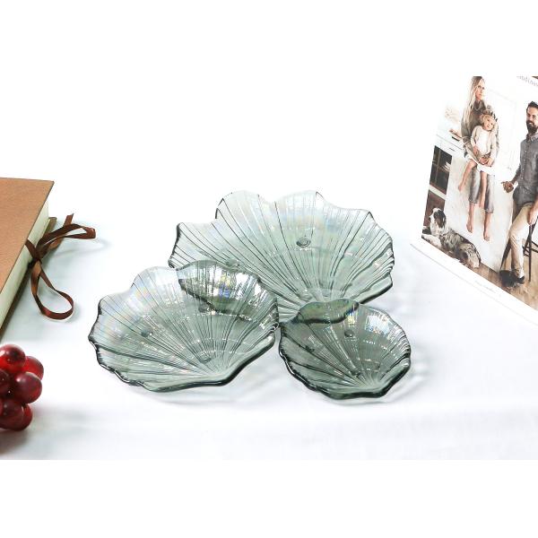 Rainbow Shell Crystal Lead Free Glass Tray Plate,Seashell Dinner Plate