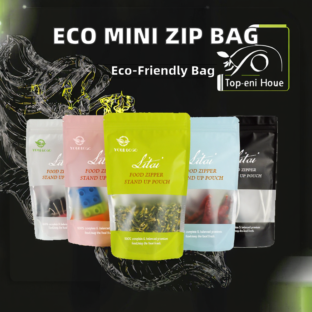 Low MOQ 10 Pcs Free Design Custom-made Doypack Smell Proof Stand up Zipper Bag with Window for Food Powder