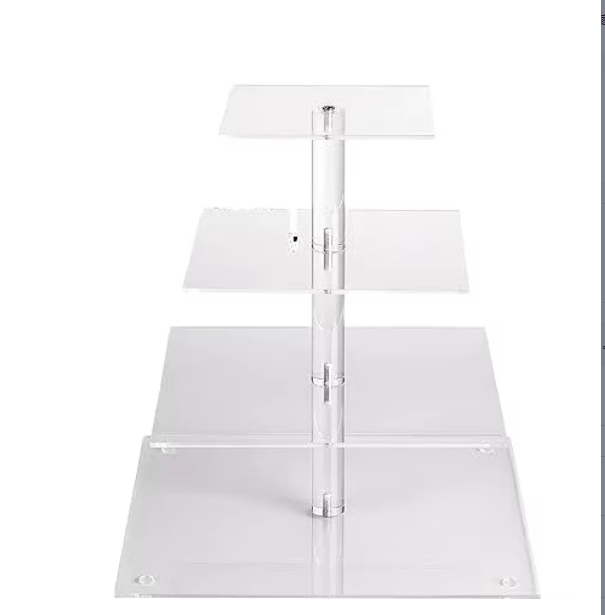 Hot Selling Multi-layer Transparent Square Acrylic Cake Stand Wedding Birthday Party Store Decoration Food Storage Rack