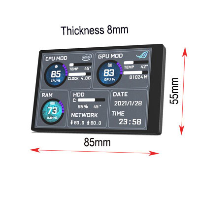 RAM HDD 320x480 C.P.U. монитора ПК 3,5 IPS вторичного монитора USB дюйма вторичный